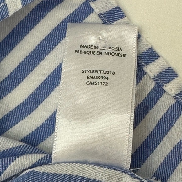 BeachLunchLounge Tanji White Blue Striped Tie Front Top Medium Lyocell Blend - Picture 9 of 14